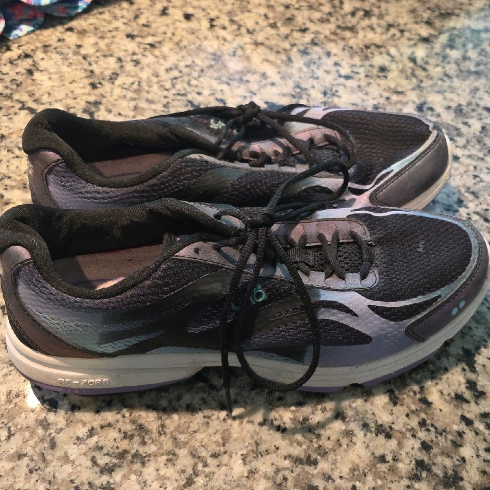 Ryka Black and Gray Athletic Shoes with Mesh Upper
